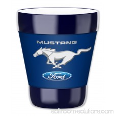Mugzie 16-Ounce Tumbler Drink Cup with Removable Insulated Wetsuit Cover - Ford Mustang - White Pony (blue)